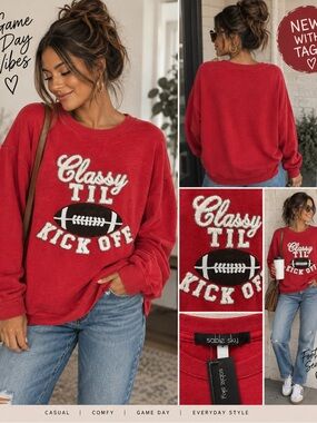 Sable Sky Red 'Classy Til Kick Off' Crewneck Sweatshirt